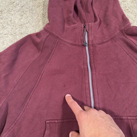 Lululemon Scuba Hoodie Womens Size XL/XXL Maroon Oversized Crop Half Zip W3DM4S - Picture 4 of 9